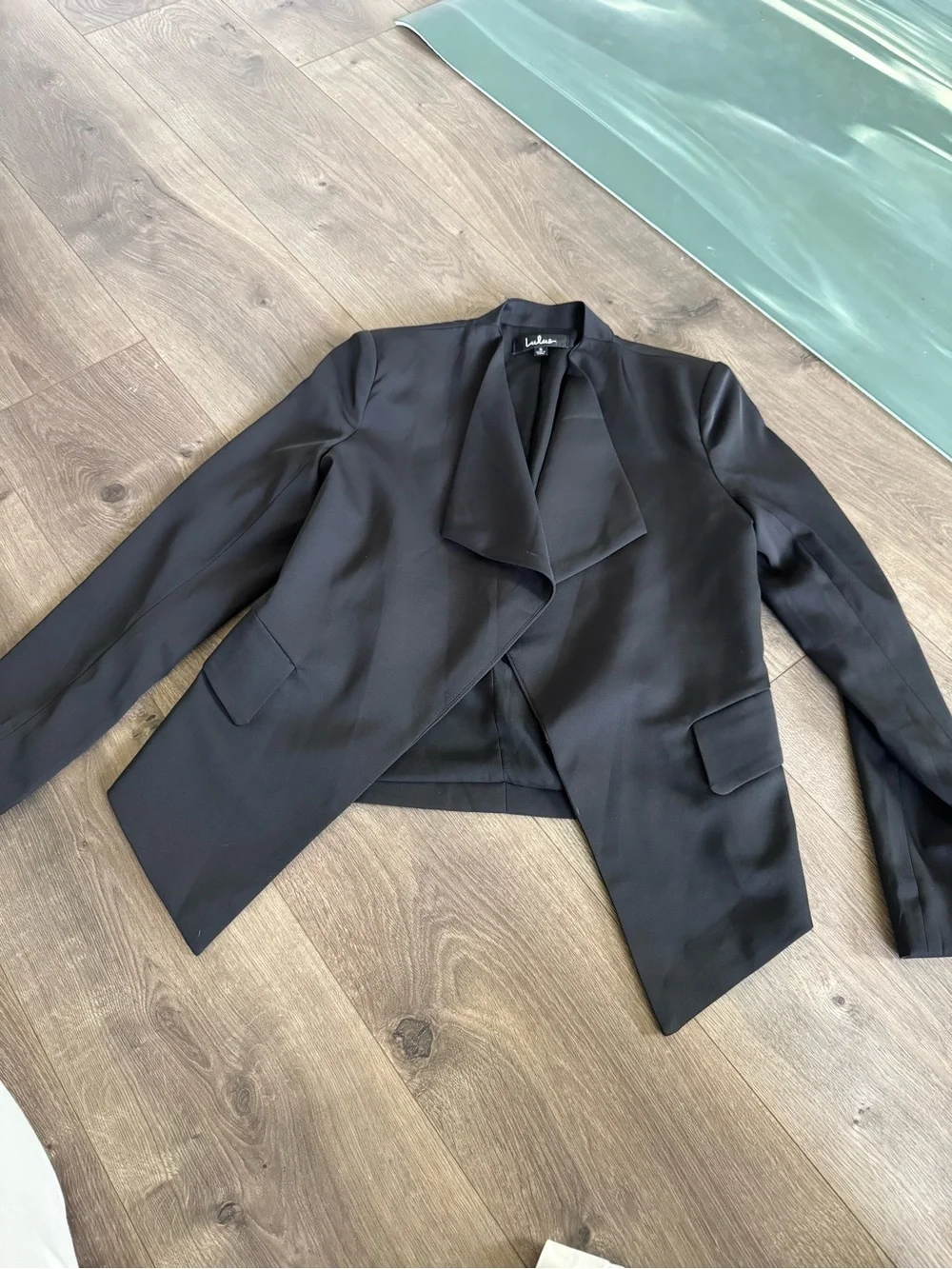 Lulu’s Black Draped Open-Front Blazer